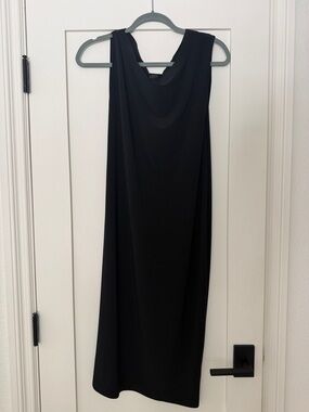 Norma Kamala Gorgeous Black Sleeveless Draped Asymmetrical Sleeve Dress M